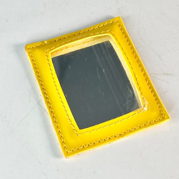 Clinique Yellow Vegan Leather Thin Portable Travel Mirror w/ Protective Film New - Picture 1 of 5